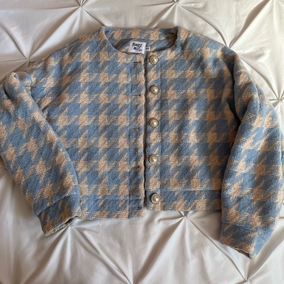 Princess Polly preppy blue and pearl cropped jacket size xs/s - Picture 1 of 3